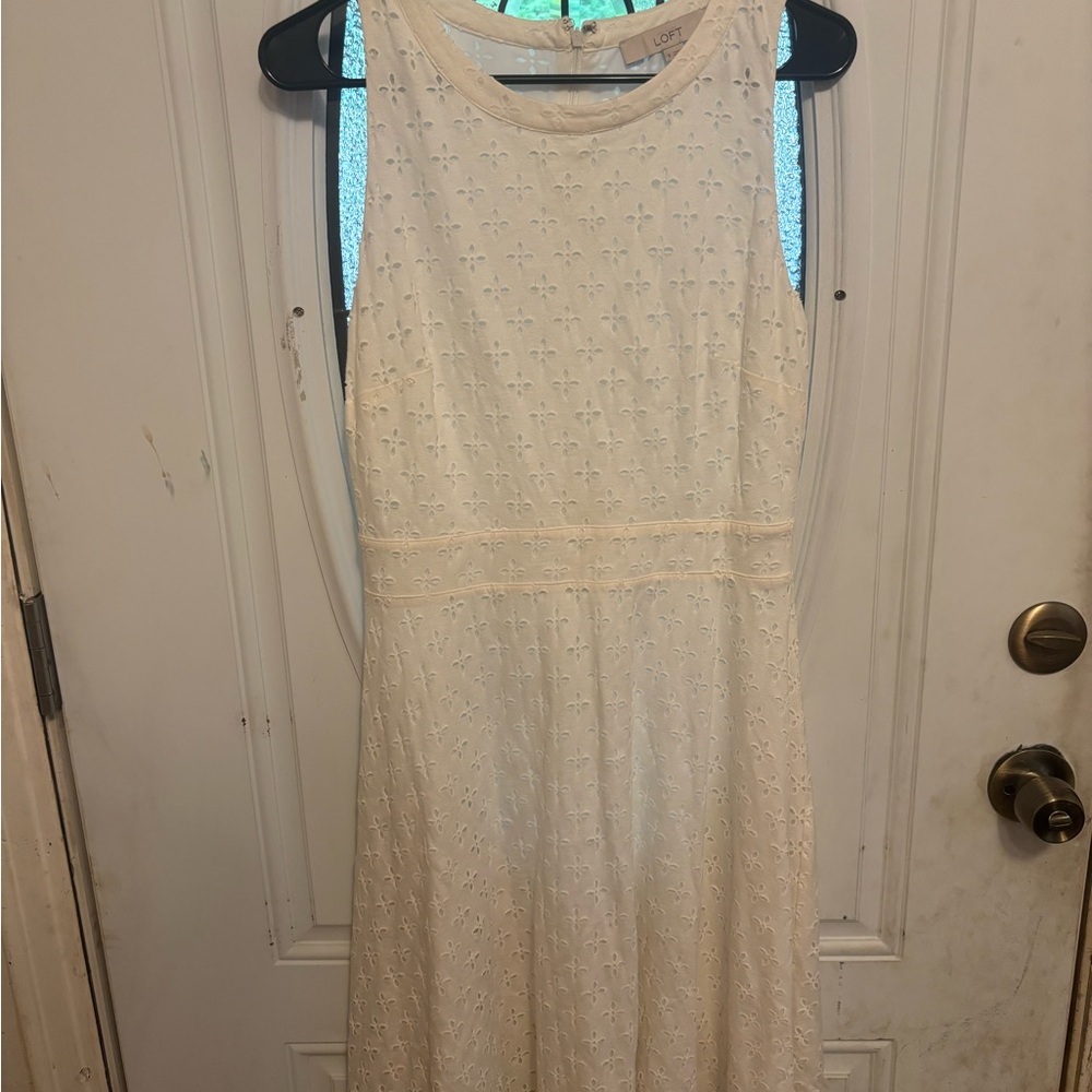 LOFT White Sleeveless Halter Midi Dress
